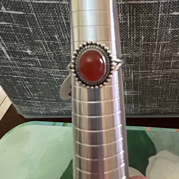 Sterling Silver and Orange Carnelian Ring - Picture 4 of 6